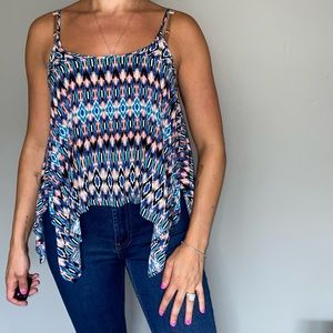 Pink & Blue Flowy Tank